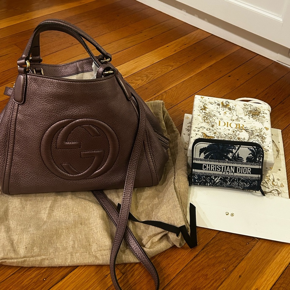BUYNOW Lux item + mini wheel/ PURPLE GUCCI SOHO & DIOR Rare Wallet (NEW) - Picture 1 of 7